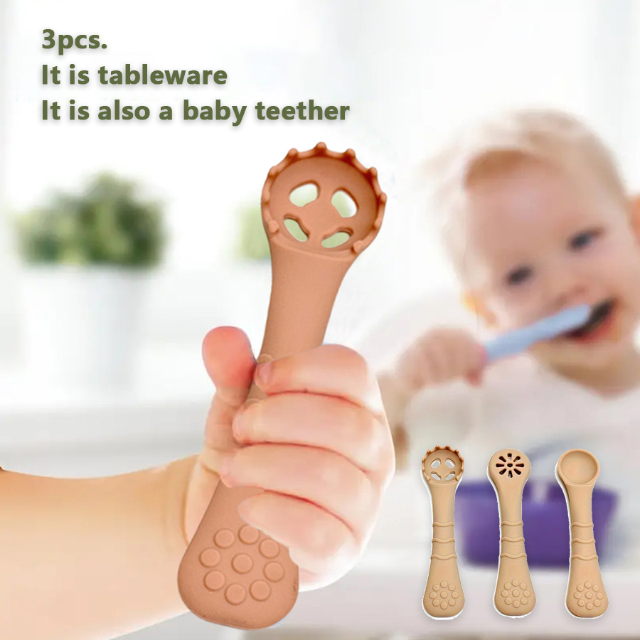 Baby Food For 6 Months - Sendok Makan Bayi Silikon Peralatan Makan