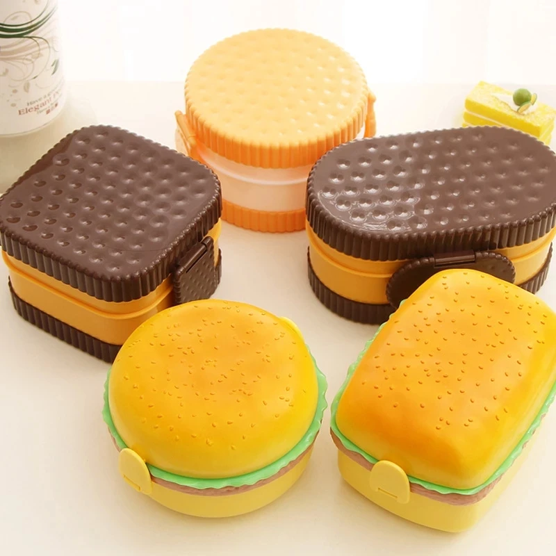 Baby Food Organizer - Kotak makan siang Hamburger tingkat ganda