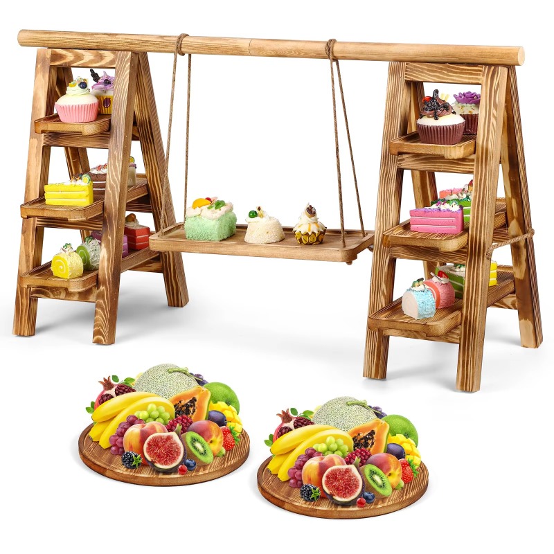 Baby Food Tray - Tempat Kue Kayu 3 Tingkat Set