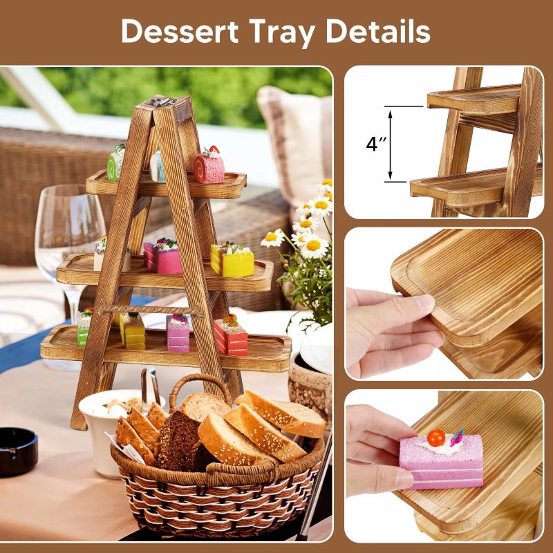 Tempat Kue Kayu 3 Tingkat Set  - Baby Food Tray ulasan dan harga