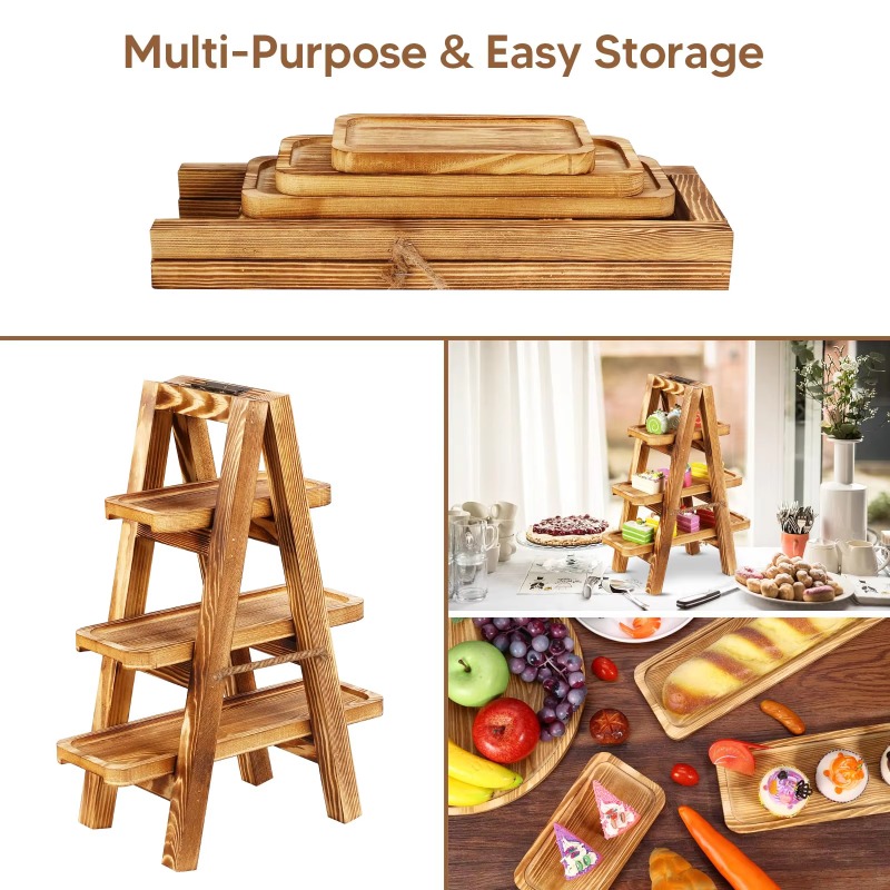 Tempat Kue Kayu 3 Tingkat Set  - Baby Food Tray ulasan dan harga